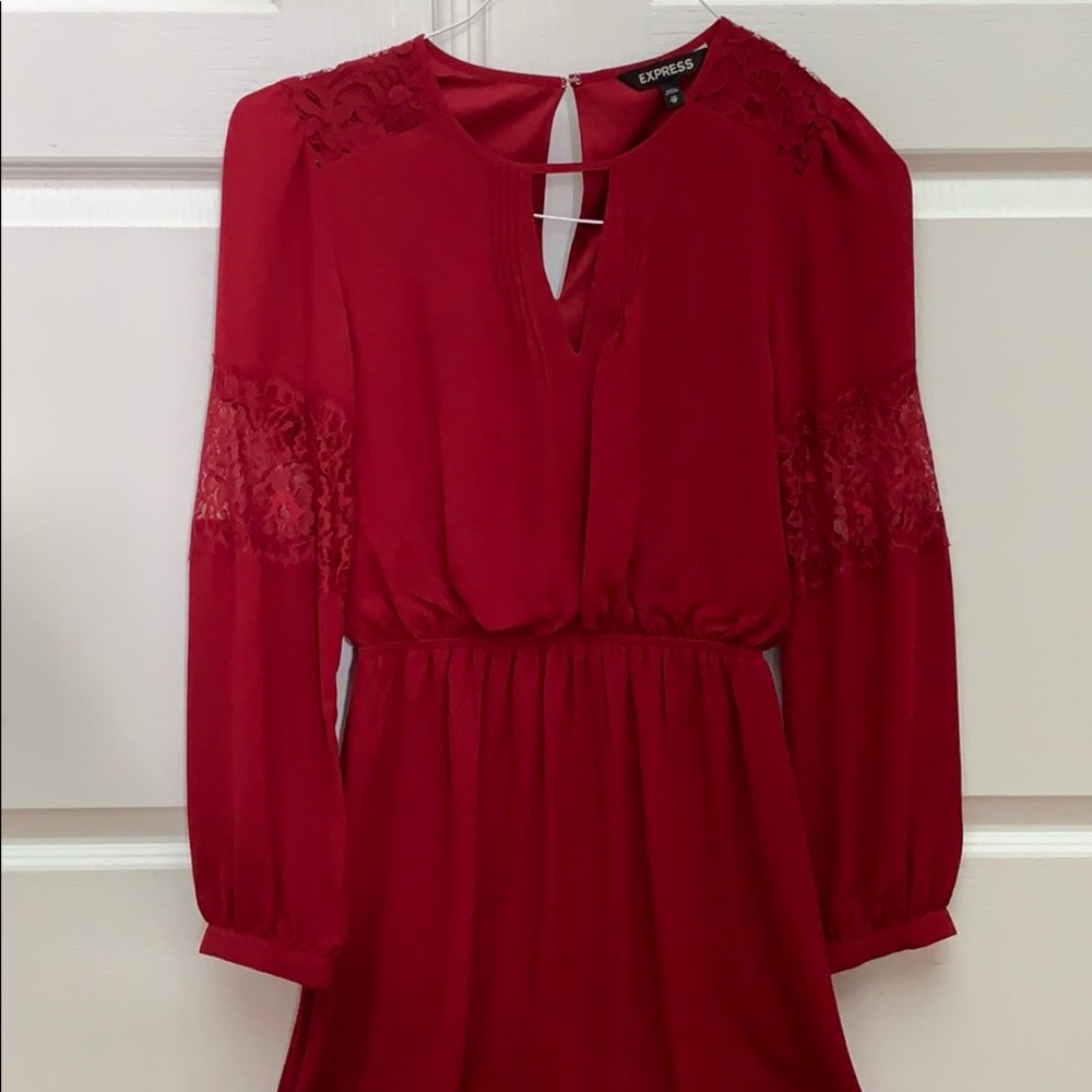 Express red long sleeved dress